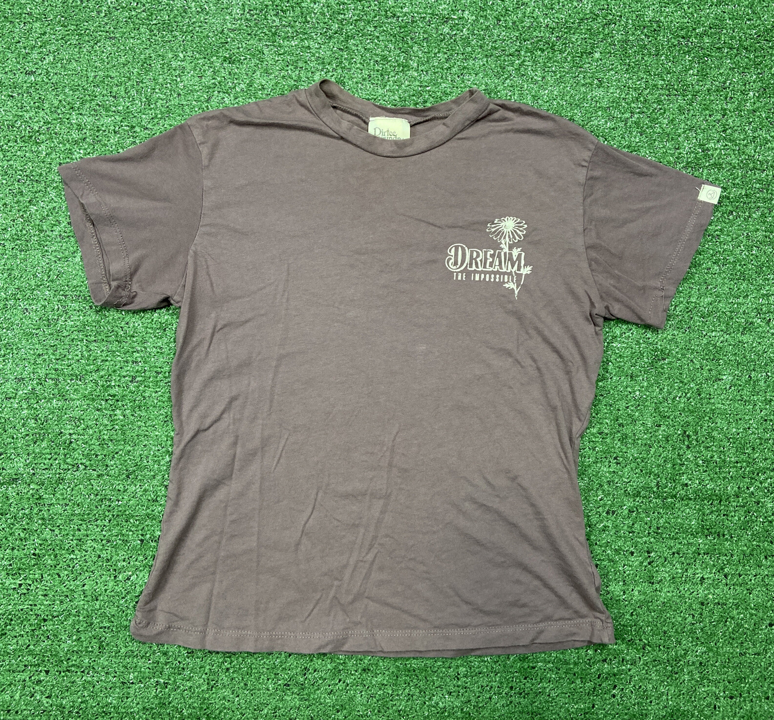 Dirtee Laundry Purple Graphic T-Shirt Womens Size XS Dream The Impossible