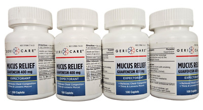 Gericare MUCUS Relief CAPLETS 400mg 100 ct ( 4 bottles ) --
