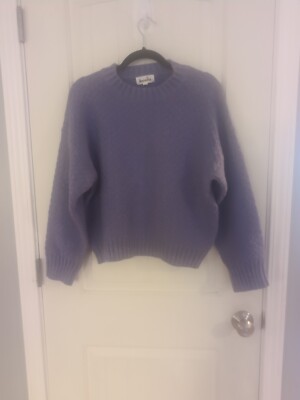 NWOT &Merci Size M Purple Checkered Soft Cable Knit Sweater 