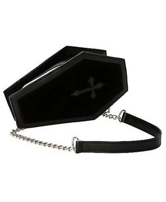 Black velvet coffin purse crossbody chain goth vampire halloween emo vamp