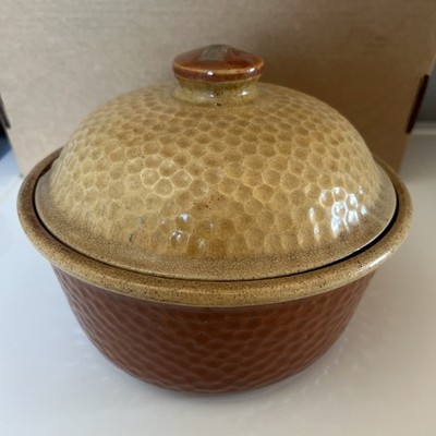 Vintage Kla-Ham rd Ovenwear Hammered Bean Casserole Pot Covered Dish see pics