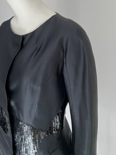 Cappotto giacca paillettes raso seta blu navy Christian Dior By John Galliano S/S 2007 - Foto 7 di 17