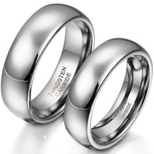 6/8mm Tungsten Carbide Silver Polished Ring Plain Wedding Band Size 4-14 Half