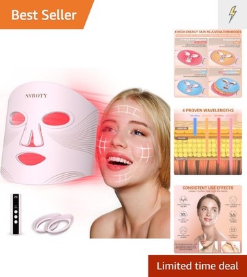 LED Face Mask Light Therapy, 4 Modes Portable Red Light Therapy for Face, 200...