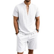 Mens Summer Track Suits 2 Piece Shorts Sets Short Sleeve Sweatsuit Outfits