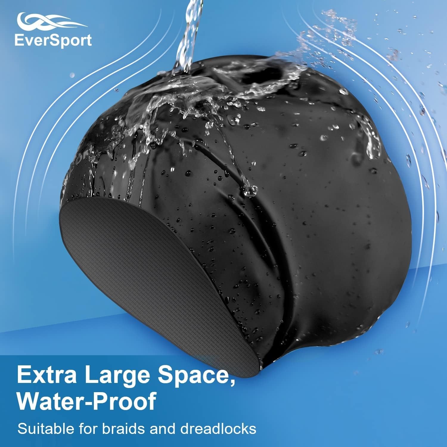 Professional Waterproof Silicone Large Swim Cap for Braids and Dreadlocks