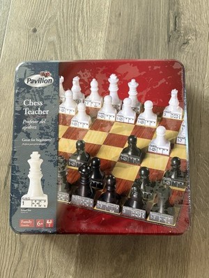New Sealed Tin Chess Teacher Board Game for Beginners Pavilion Toys Learn Chess