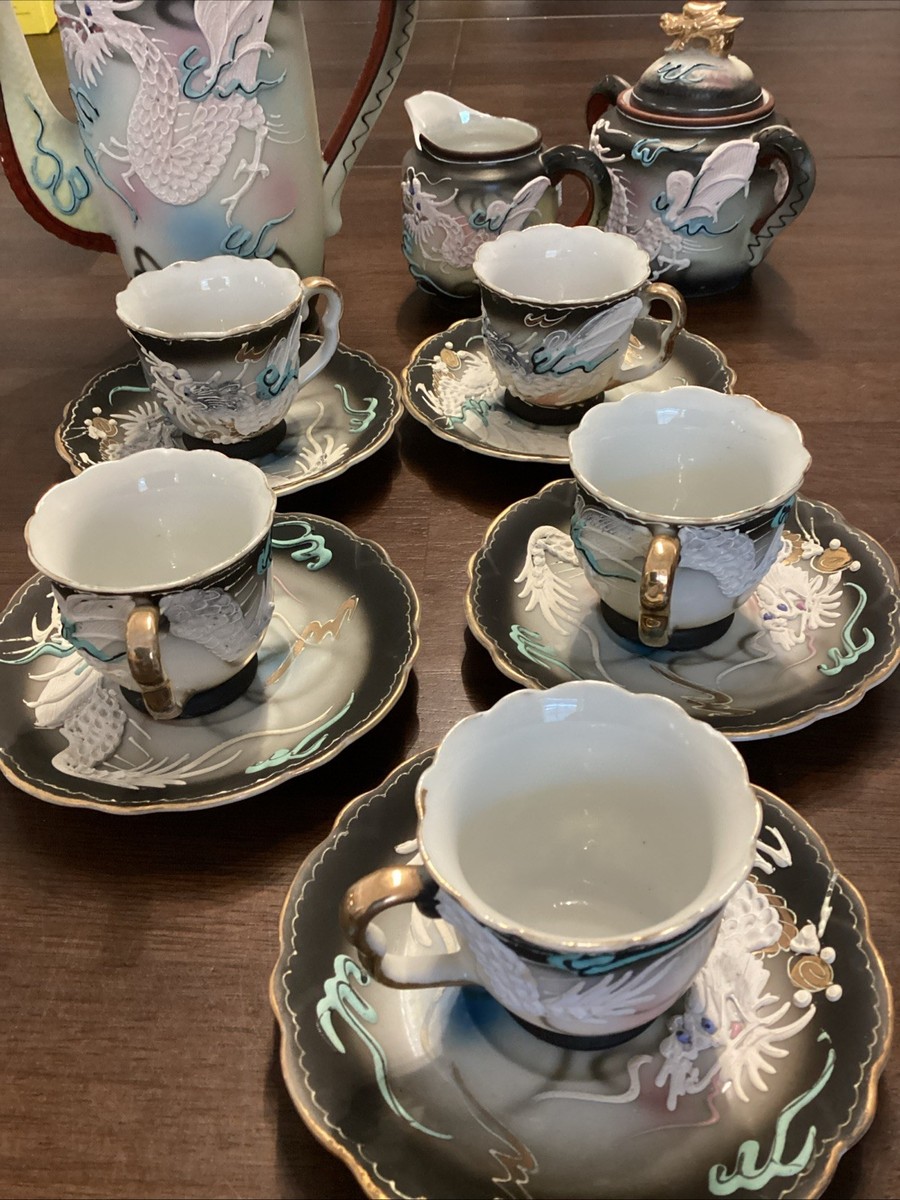 辻四郎　美品　gem-B T&JODEE SHIRO TUJI Vtg Dragonware Moriage Tea Set JB Betson's Japan Teapot Cream