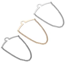 3PCS Tie Clips, Tie Chains Necktie Clip for Men Gold Silver Black Chain Ties 