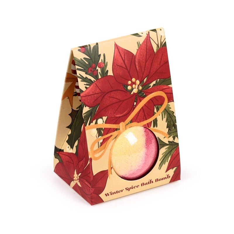 Bath Bomb Christmas Botanicals Pink & Cream WINTER SPICE - Puckator