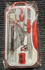 1510 Geometry Math Set with Compass, Protractor, and Ruler - Red
