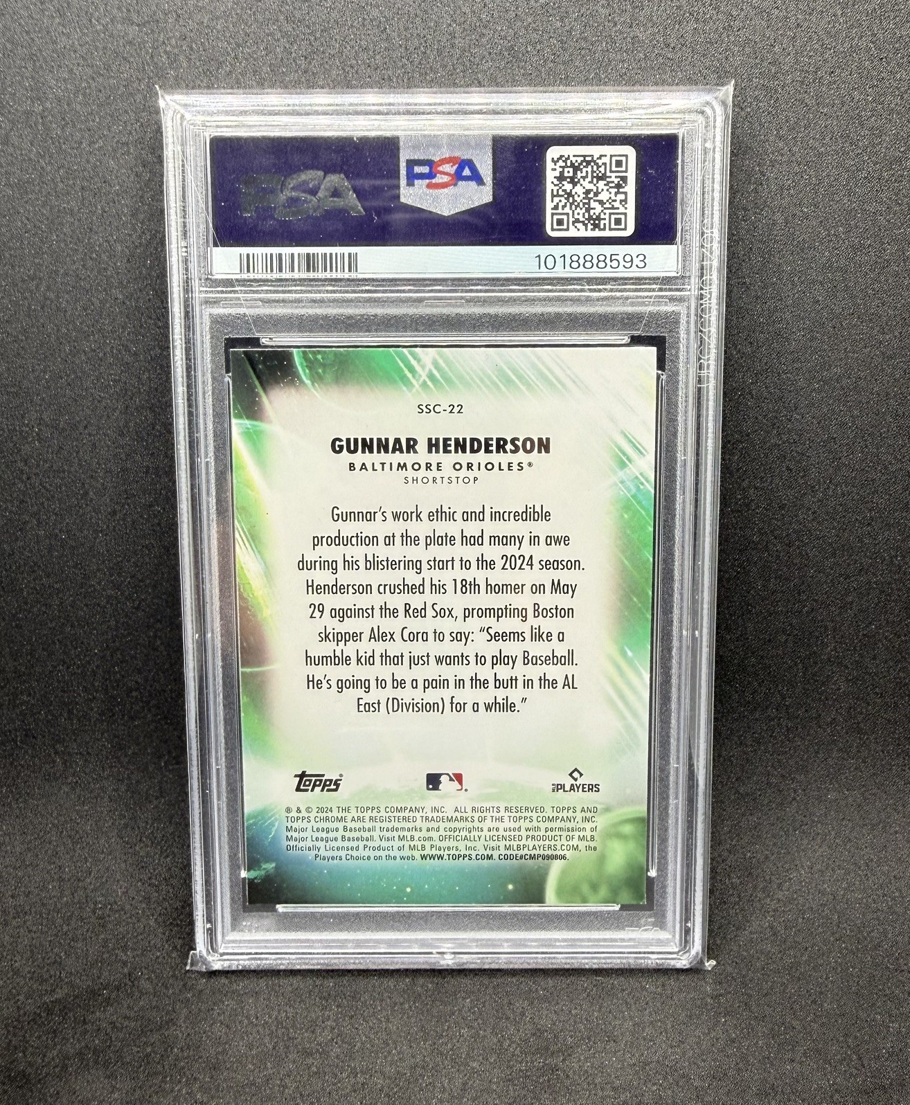 2024 Topps Chrome Update GUNNAR HENDERSON Stratospheric Stars Refractor PSA 10 view 2