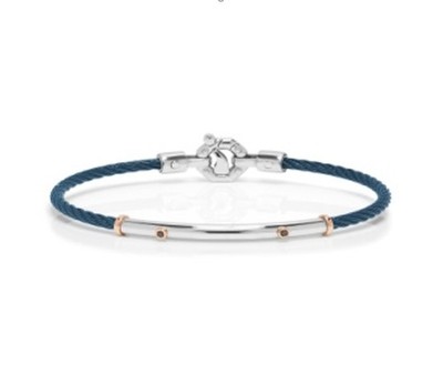 BARAKA Men's BR332181RODN200005 Rose Gold Blue PVD Black White Diamonds Bracelet