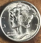 1945-D Mercury Dime UNC GEM/ Very High MS Quality Brilliant Luster Strong Bands