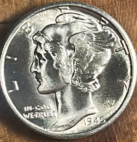1945-D Mercury Dime UNC GEM/ Very High MS Quality Brilliant Luster Strong Bands
