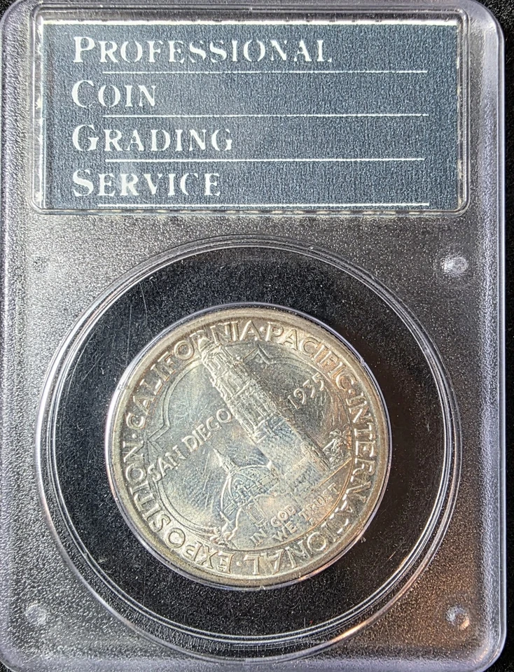 1935-S San Diego Commemorative Silver Half Dollar PCGS MS65 OGH Rattler - Image 2 of 4
