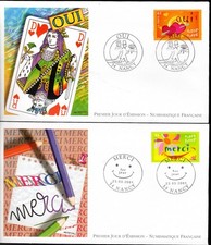 3379/80 +  FDC 2 ENVELOPPES  1er JOUR         MERCI + OUI