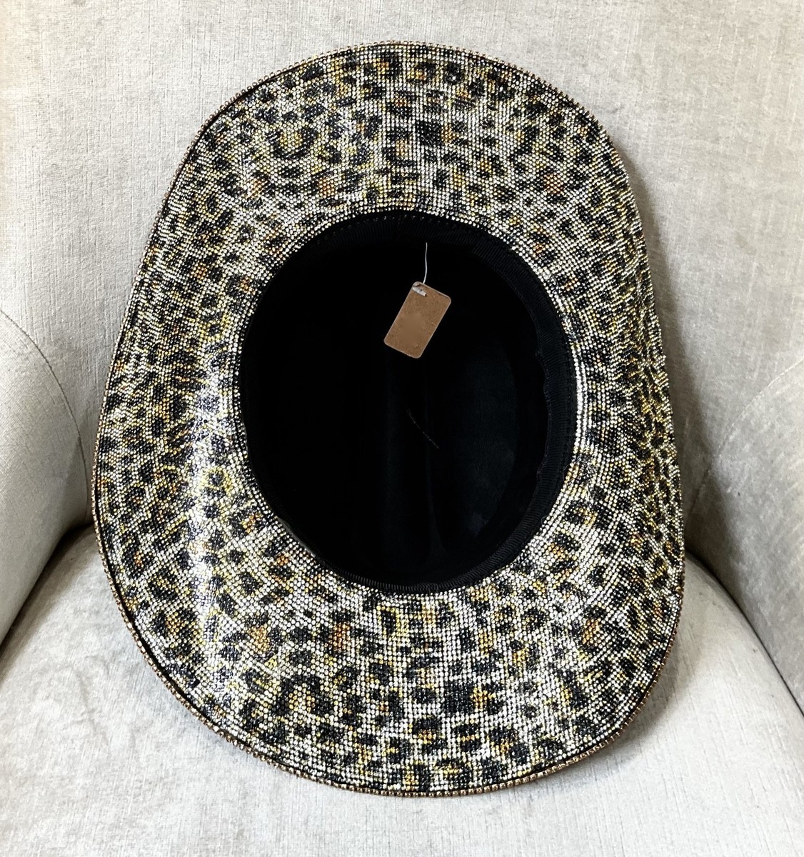 Free People Cowboy Hat Velvet Black Gold Leopard Jeweled  display picture 1