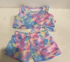 Build a Bear Pastel Tie Dyed Shorts Outfit Shirt Pants New no Tags