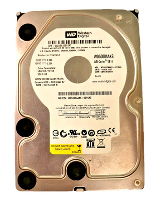 Western Digital Caviar Blue WD5000AAKS 500GB internal hard drive