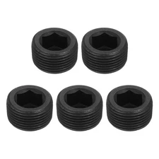 5Pcs Socket Pipe Plugs, NPT 3/4"Carbon Steel Hex Thread Pipe Caps, Black
