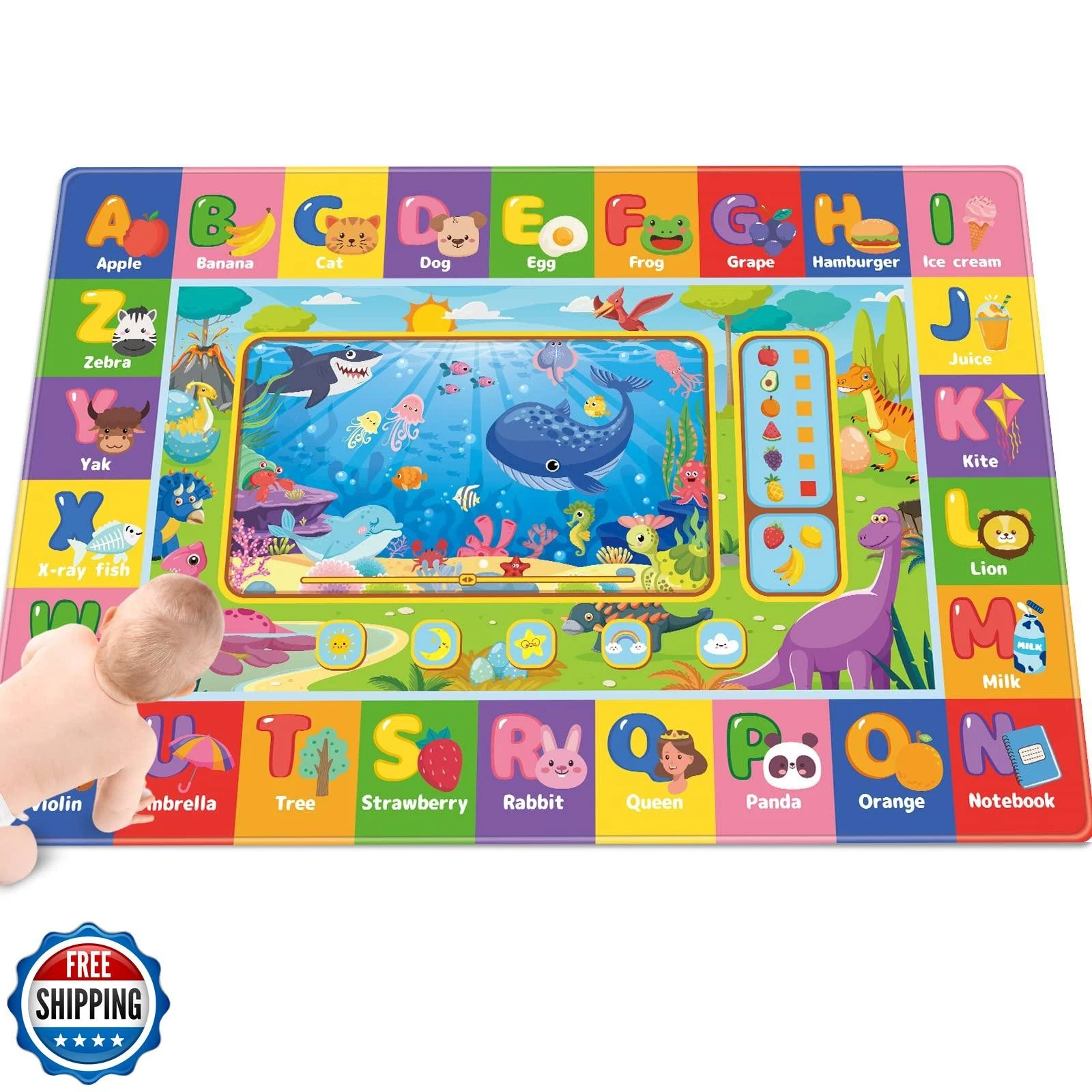 AKASISRUG Baby Play Mat for Floor, Kids Play Rug, Baby Crawling Mat Education