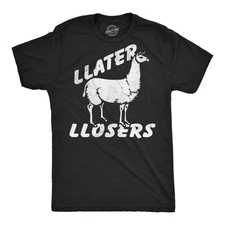 Mens Funny T Shirts Llater Llosers Sarcastic Llama Graphic Novelty Tee for Men