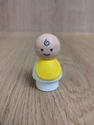 Vintage Fisher Price Little People - White Baby Yellow Bib