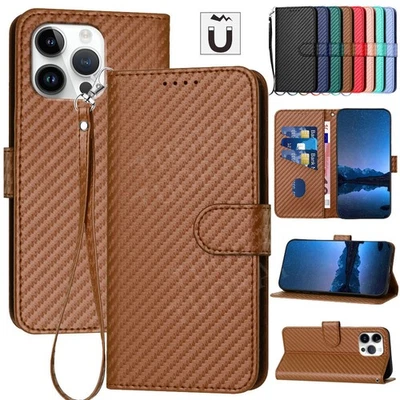 HandyHülle für iPhone 17 16E 16 15 14 Pro Max 13 Leder Wallet Tasche Etui Case - Bild 1 von 4