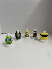 Lot of 5 Different Collectible Good 2 Grow Juice Toppers SpongeBob Minion Scooby