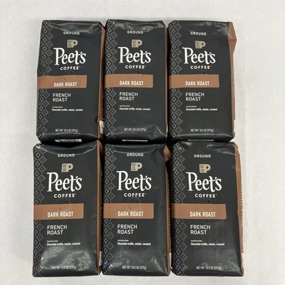 Peet's Coffee French Roast Dark Roast Ground Coffee 10.5oz 6 Bags 05/25/26