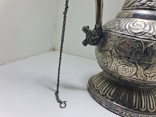 Vintage Old Arabic Pitcher White Metal Etched Deco Pot Engraved- ابريق قديم - Picture 11 of 12