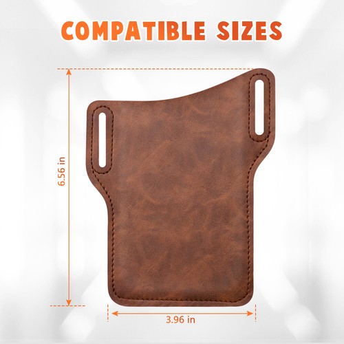 Men Vertical PU Leather Pouch with Waist Belt Loop Cell Phone Holster Wallet Bag - Picture 30 of 42
