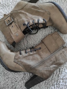 Leather Boots Botas Boot Piel Bershka Ankle Heel Zapatos De Tacón | eBay
