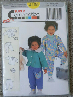 Burda 4195 Toddler Top Pants Jacket Hat Super Combination Sz 18M-2-3-4 UNCUT