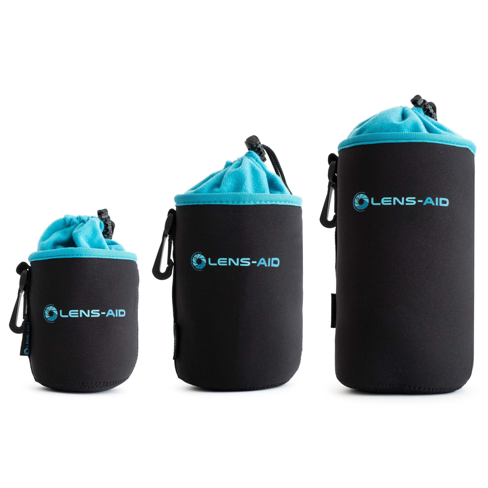 Lens-Aid 3er Set Neopren Objektivbeutel mit Fütterung - Objektivtasche S + M + L
