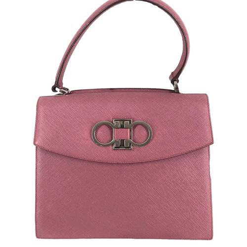 Salvatore Ferragamo Gancini Womens Pink Shoulder Bag Leather Eo-21 4829