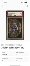 2023 Panini Obsidian Vitreous Justin Jefferson Case Hit Vikings Low Pop PSA 9