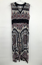 Bila Dress Women L Colorful Boho Print V-Neck Flowy Sleeveless Peasant Artsy