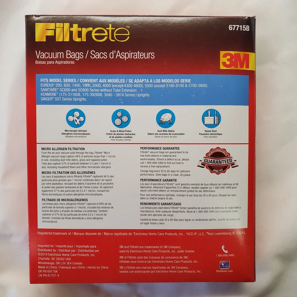 3M Filtrete Vacuum Bags Eureka & Sanitaire F&G, Kenmore 5002/5062 Pack Of 5 - Image 2 of 3