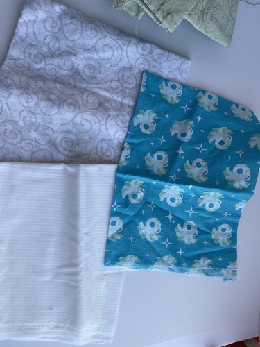 Lotto Rottami Tessuto Cotone 12 Fantasie Grigio Verde Blu Uccellini Trapuntino Cucito - Foto 4 di 5