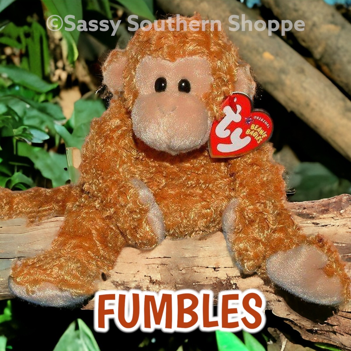 🐵 2004 FUMBLES Scruffy Brown Chimpanzee Monkey 8