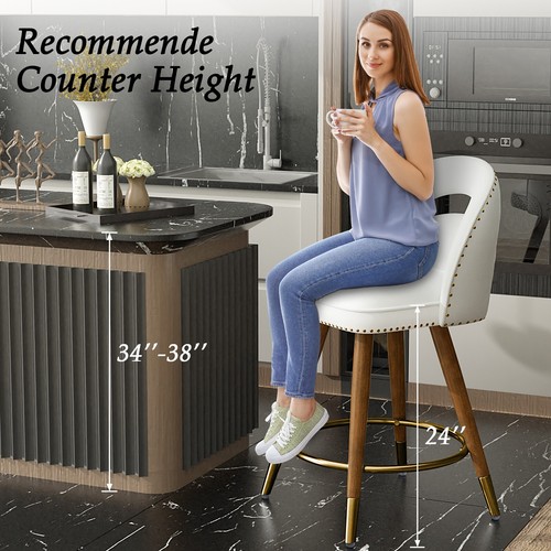 2Pcs Modern Swivel Bar Stools with Footrest Counter Height Stools for Kitchen - Picture 8 of 15