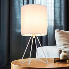 Lampe De Table De Nuit E14 Blanche Avec Abat-Jour En Tissu Pour Salon
