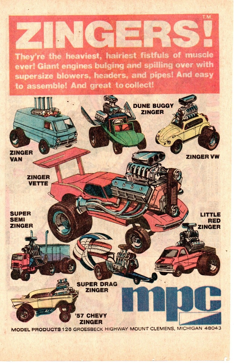 1974 ZINGERS MPC Model Toy Cars Hobby PRINT AD - DUNE BUGGY, VW