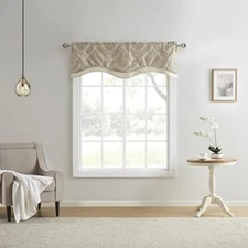 Renaissance Home Fashion Darby Layered Scalloped Valance  50'' x 17'', Ivory