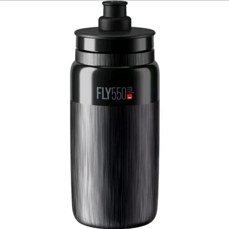2 X Elite Fly Tex Lightweight Cycling Sports Bottle - Black - 550ml
