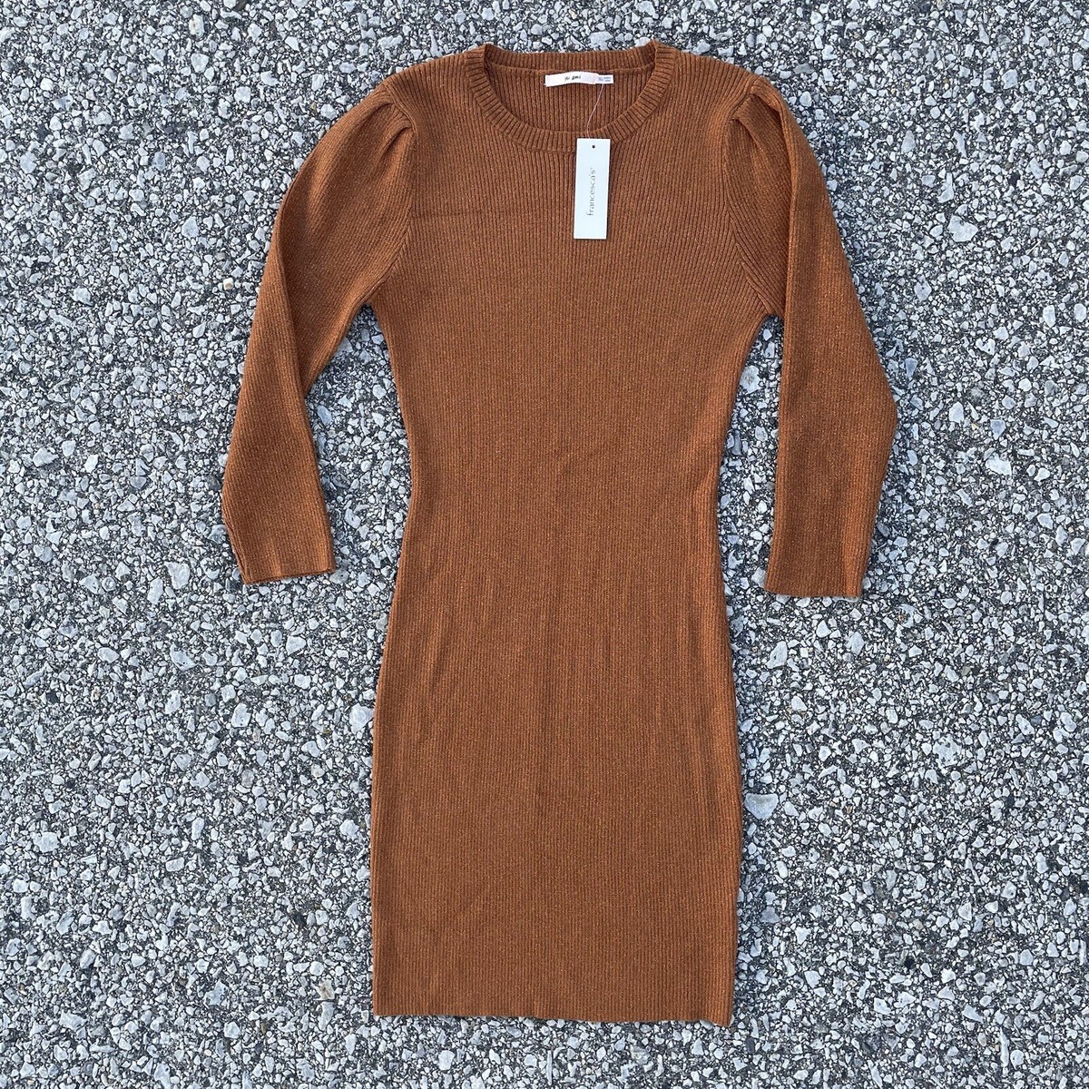 Francescas Mi Ami Dress Womens XL Rust Brown Orange Tort Sparkle Bodycon Fall Francescas Mi Ami Dress Womens XL Rust Brown Orange Tort Sparkle Bodycon Fall