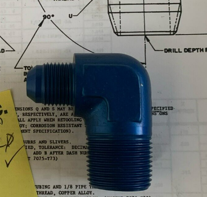 AN822 (AS5195) - ALUMINUM, FITTING, ELBOW, 90 DEG, FLARED TO PIPE | eBay