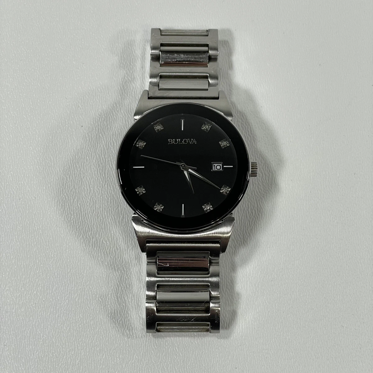 Men s Bulova Diamond Accent Watch with Black Dial Model 96D121